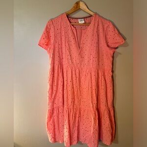 Pink Cotton Eyelet Women's Dress